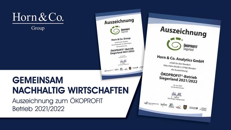 Horn & Co. Analytics erhält Auszeichnung zum ÖKOPROFIT Betrieb 2021/2022