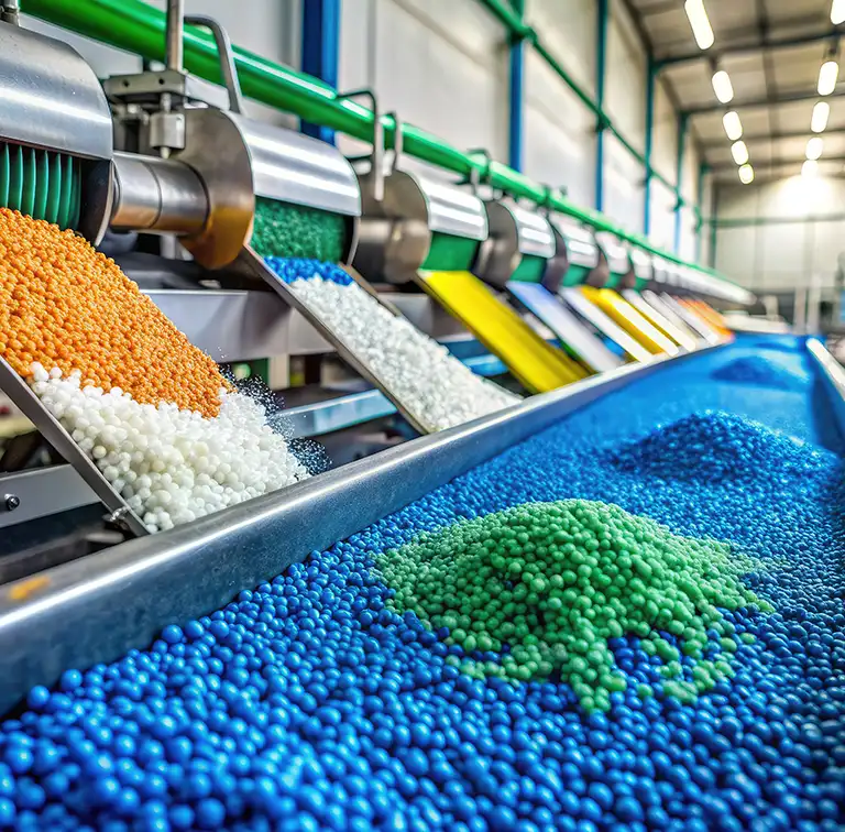 Hier sehen Sie eine Materialverteilungsmaschine - Bereich Analyse von Harze und Kunststoffe